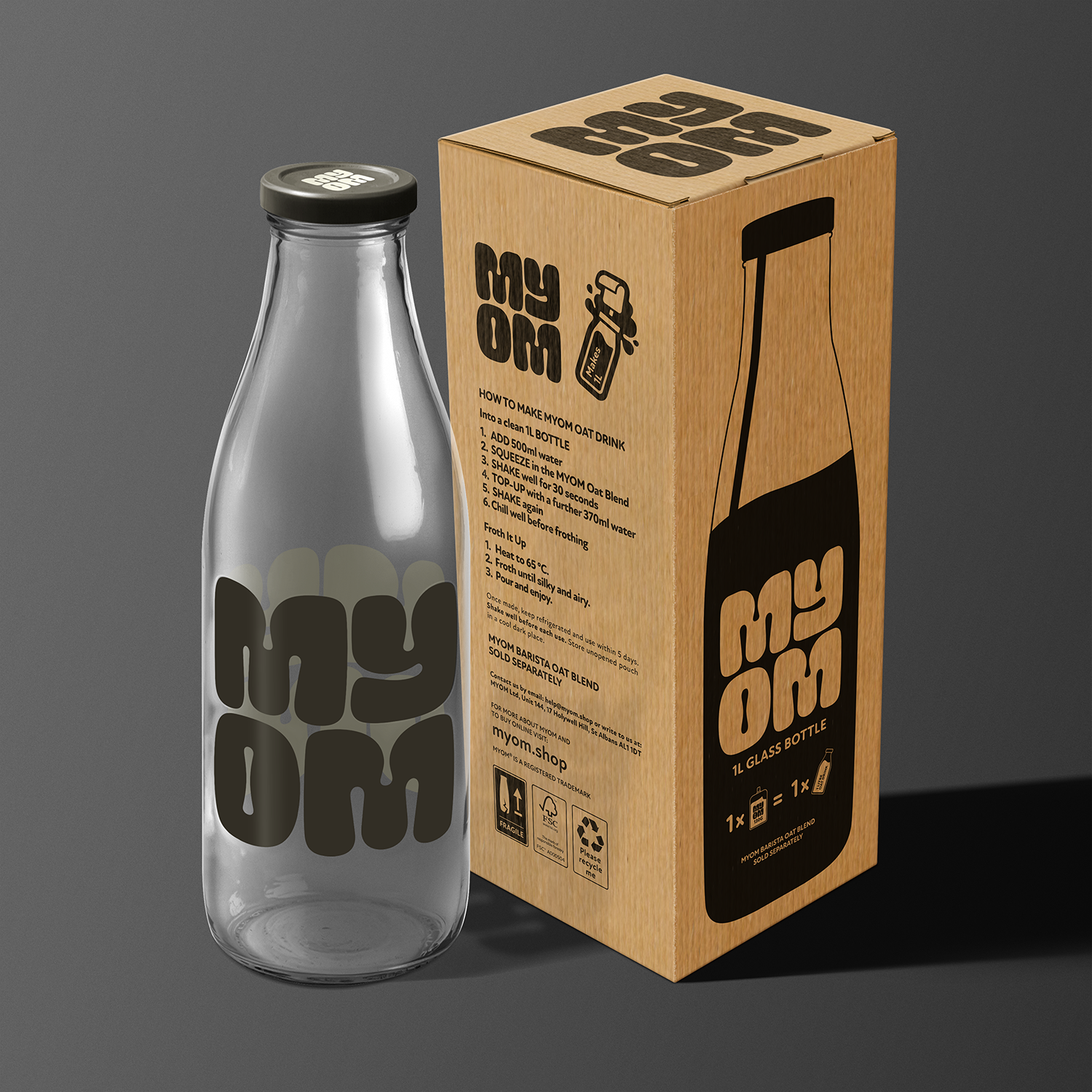 MYOM 1L Barista Oat Milk Bottle