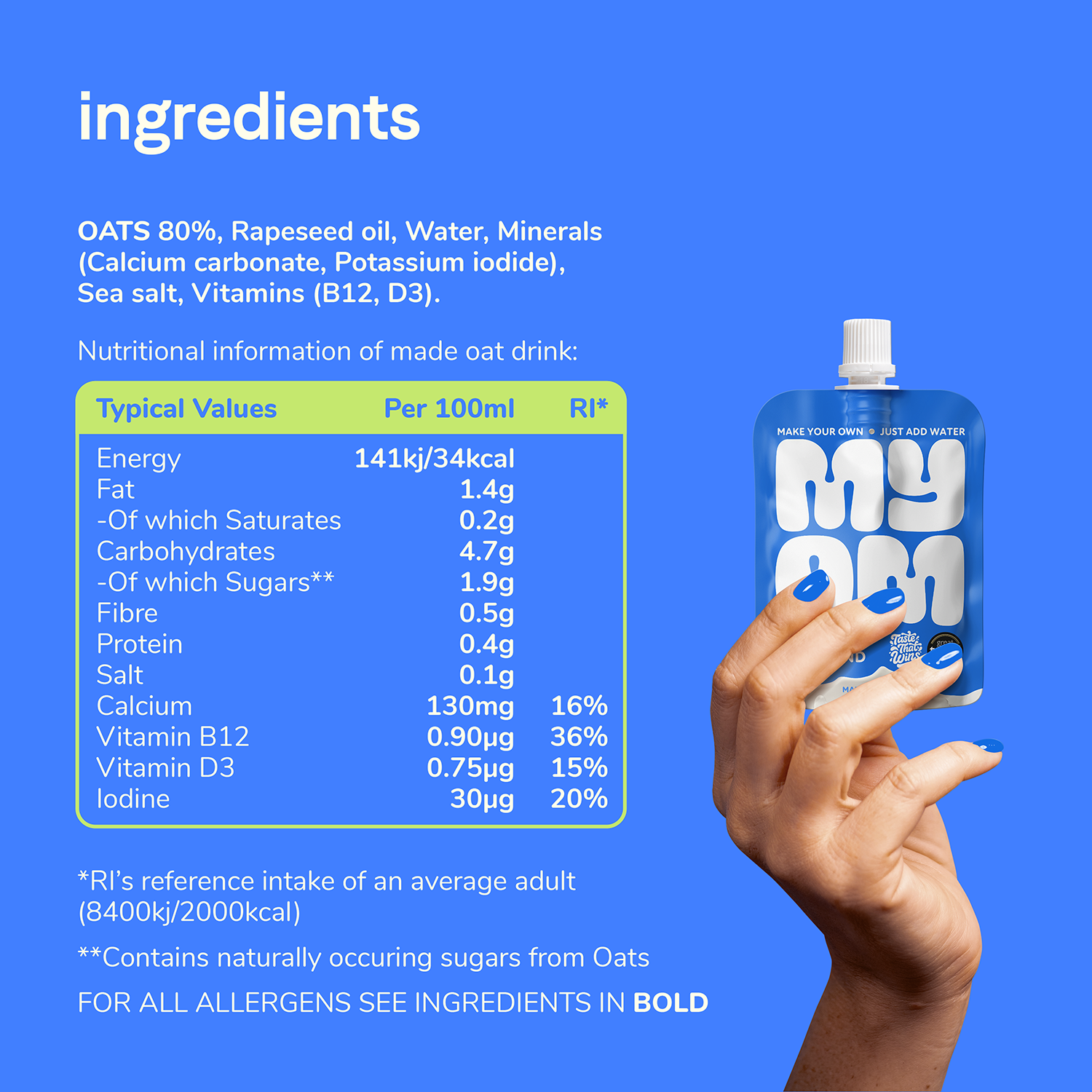 MYOM 500ml Original Oat Milk-Free Drink Premix Pack