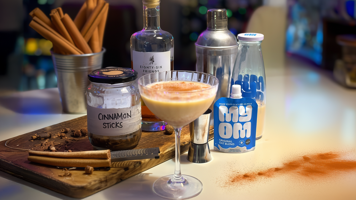 Vegan oatnog made with MYOM Oat Milk – dairy-free eggnog recipe UK