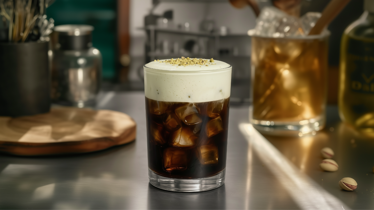 The Drink the Queue Was For: MYOM Pistachio Cold Brew with Cold Foam