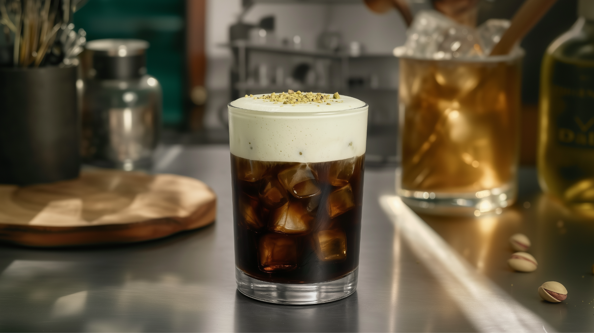 The Drink the Queue Was For: MYOM Pistachio Cold Brew with Cold Foam