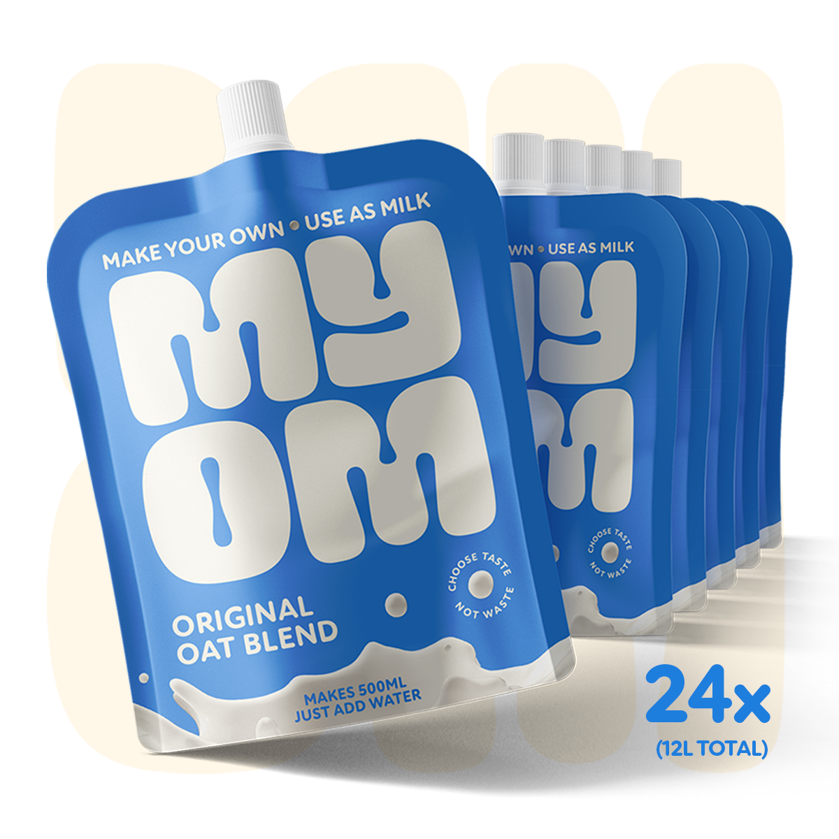 MYOM 500ml Value Bundle - x2 (12x65g) Packs, FREE 500ml Glass Bottle & FREE Delivery