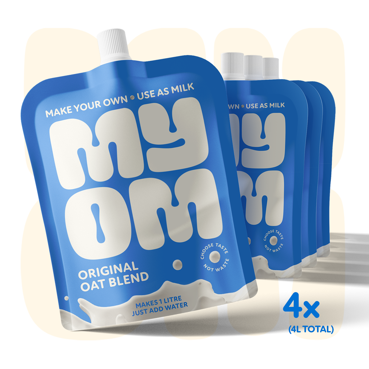 MYOM 1l Starter Bundle x1 (4x130g) Packs Plus 1l Glass Bottle & FREE Delivery