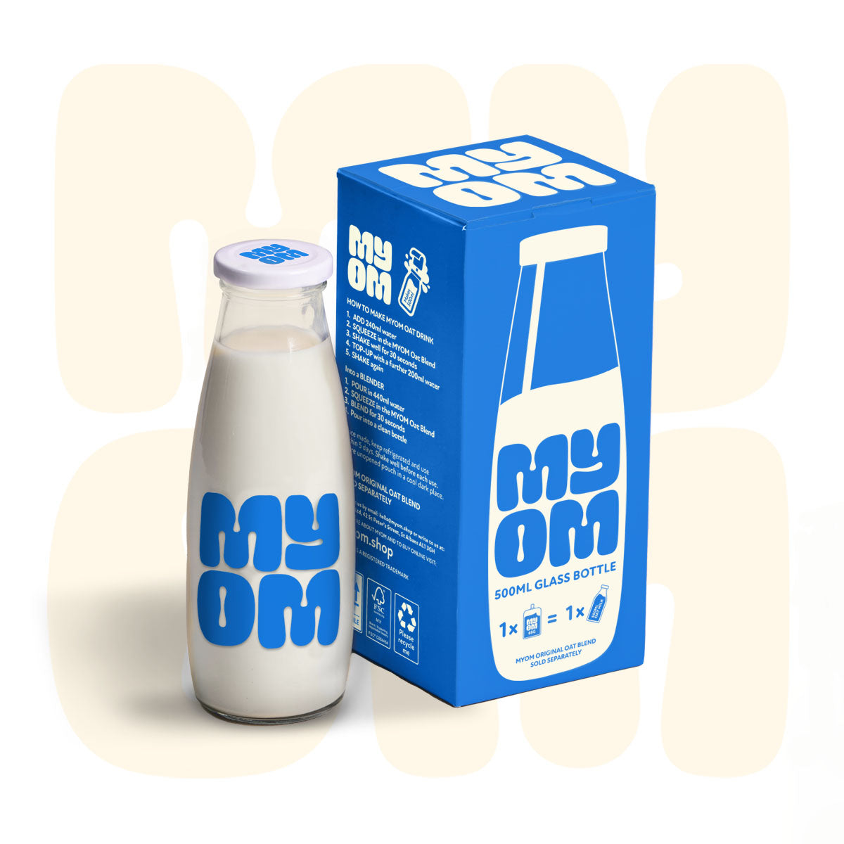 MYOM 500ml Glass Milk Bottle With Screw Top Lid