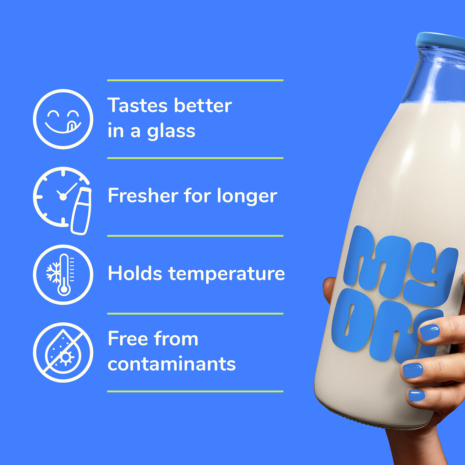 MYOM 1L Glass Milk Bottle