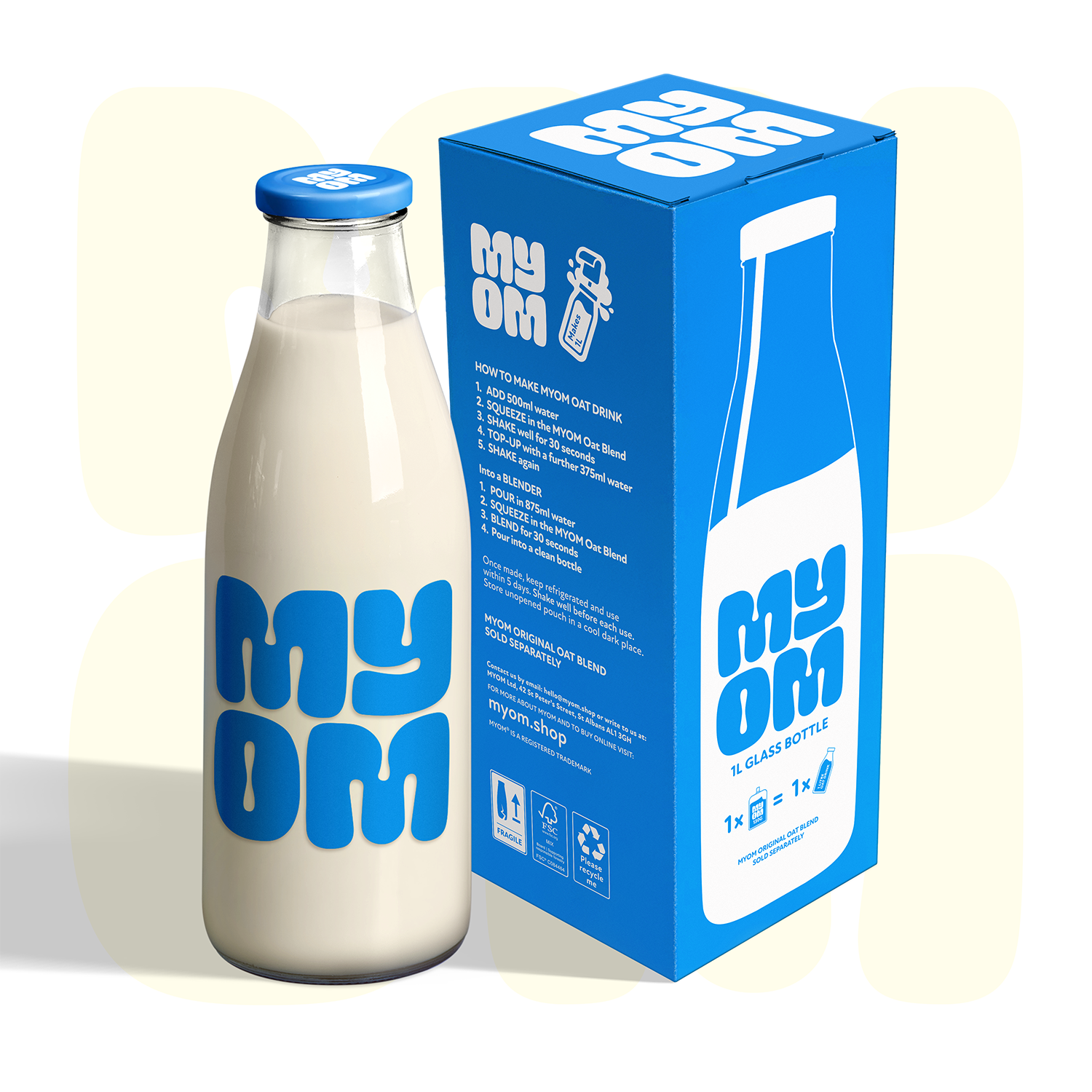MYOM 1L Glass Milk Bottle