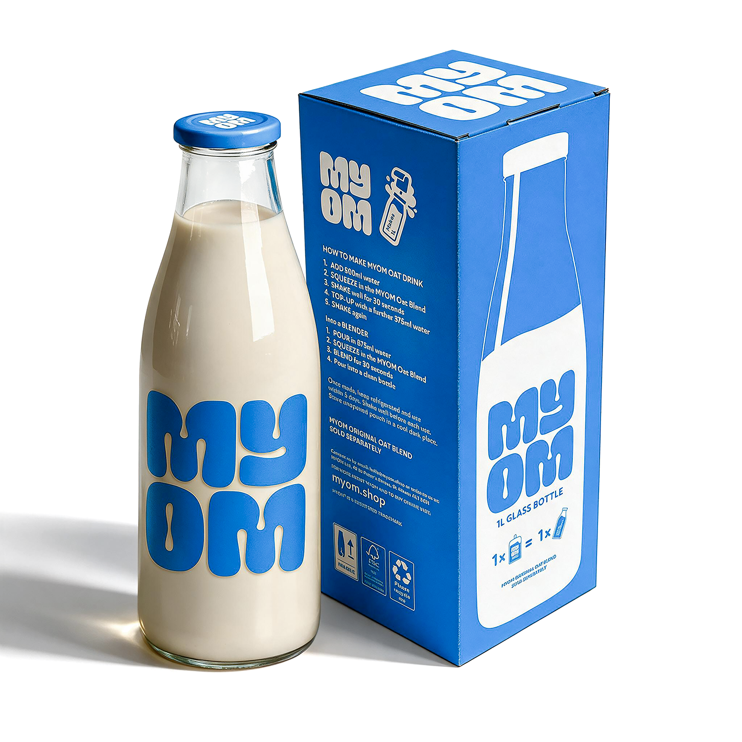 MYOM 1L Glass Milk Bottle