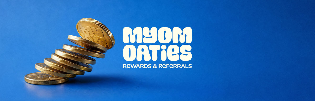MYOM Oaties rewards and referrals: credit on every order and gifts along the way